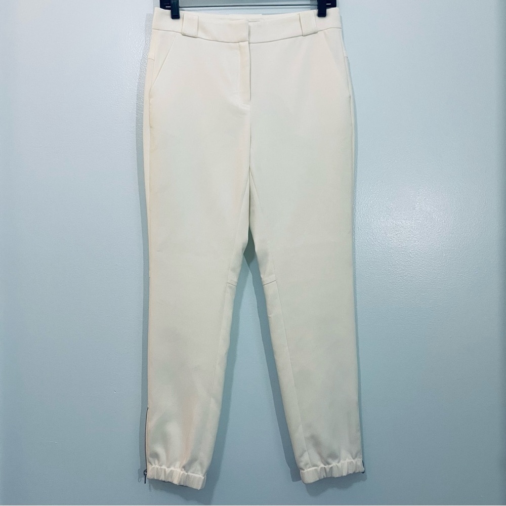 Halston Heritage Cream Jogger Track Dress Pants 4